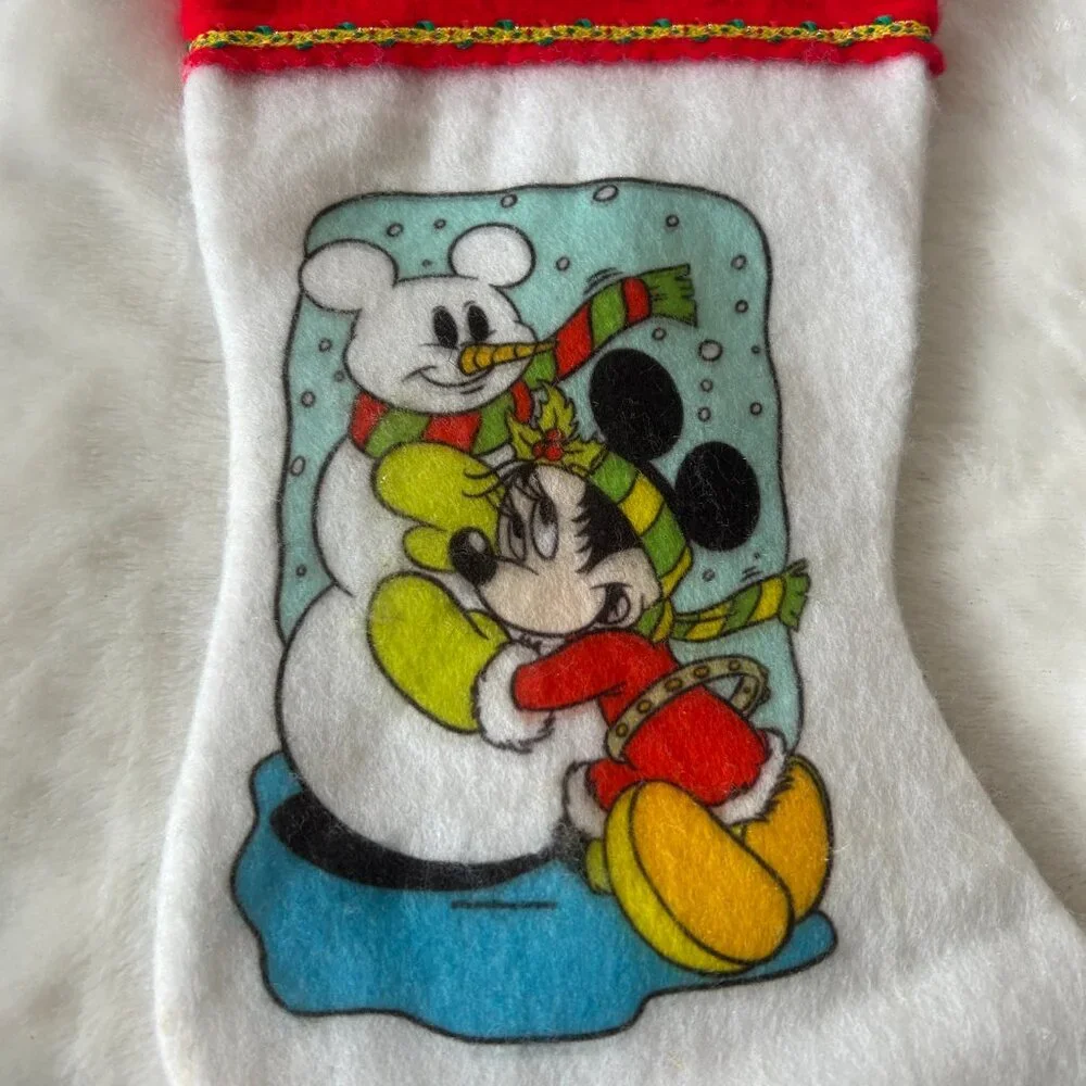 VINTAGE Disney Minnie Mouse Christmas Stocking Felt Decor 15 in X 6 in